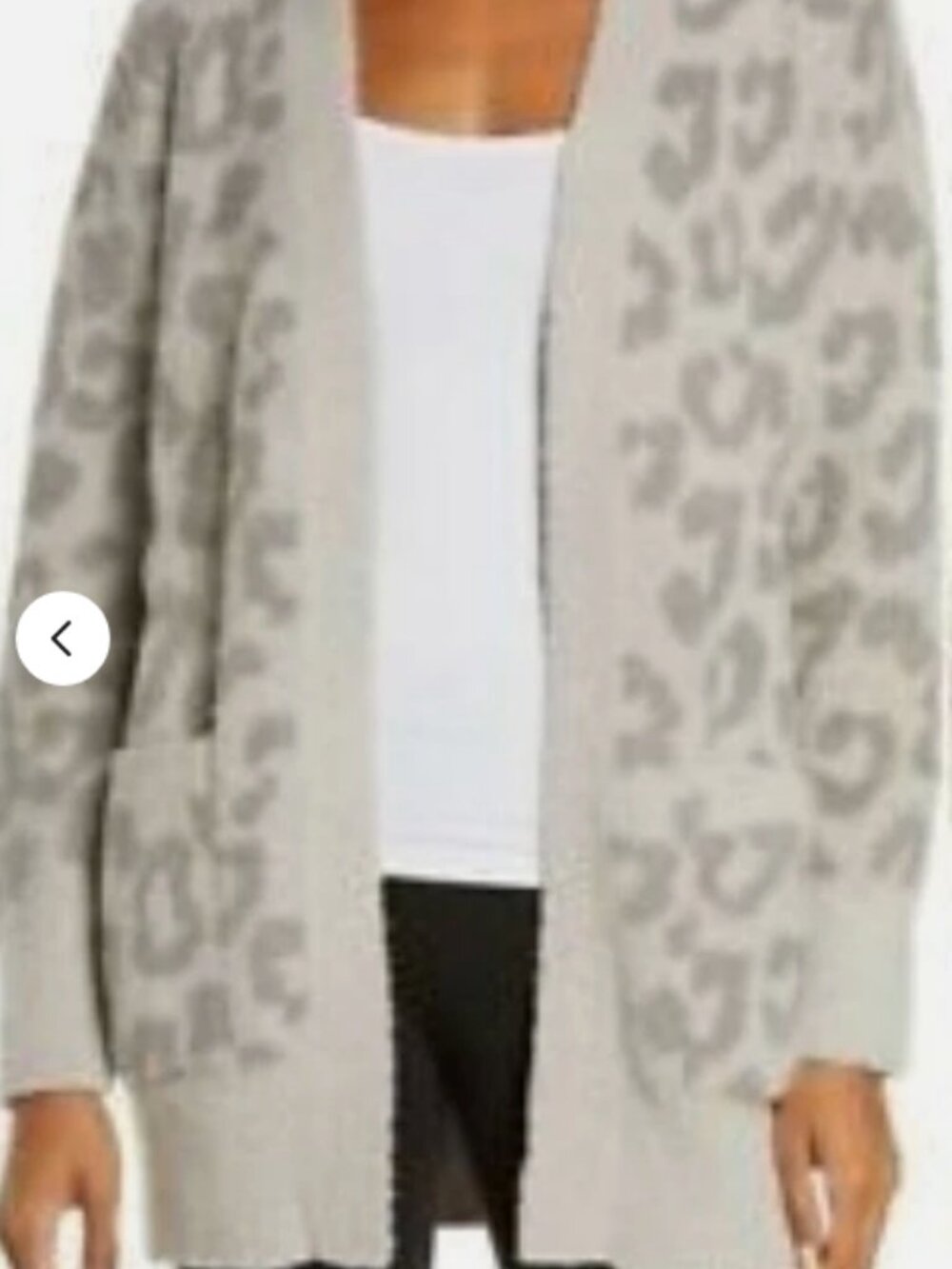 Barefoot Dreams Taupe Leopard Open-Front Cardigan